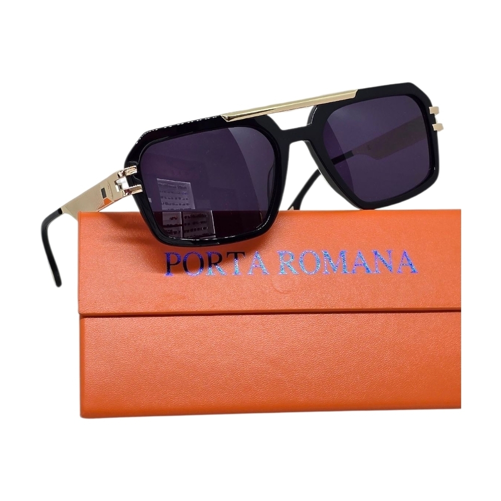 Porta Romana Black and Gold Sunglasses